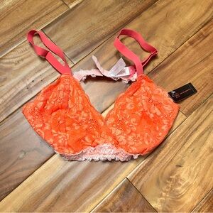 Women’s basic editions orange lace bralette. New! Size xl